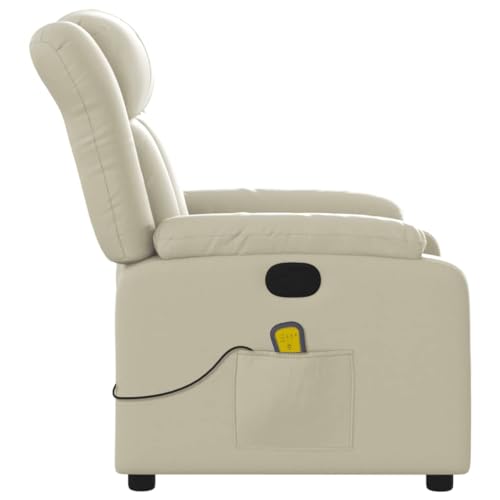 Cream Faux Leather Massage Recliner Chair R8631