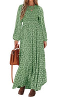 Long Sleeve Flowy Floral Maxi Dress Q530