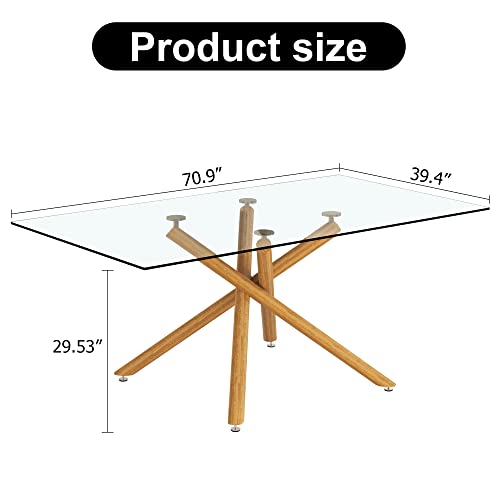 Rectangular Golden Chrome Metal Legs Tempered Glass Dining Table M257121