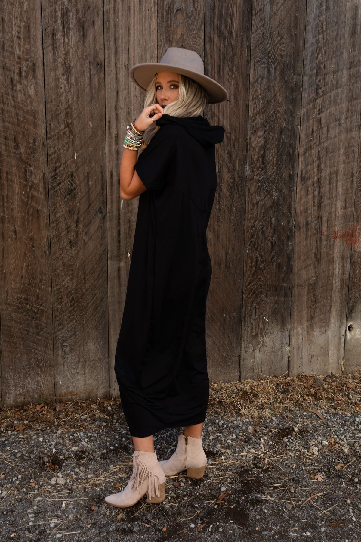 The Nest First Pick Hooded Slit Dress - Black