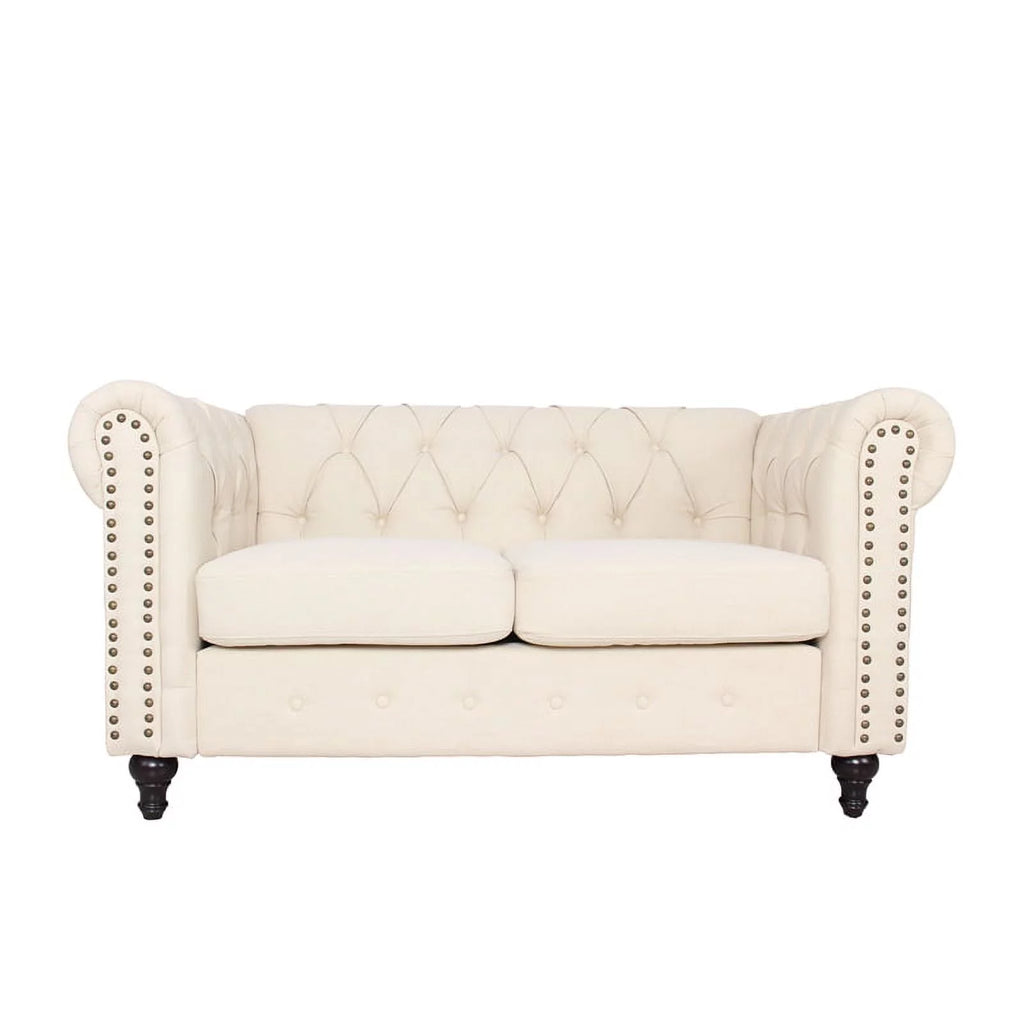 2 Piece Microfiber Loveseat Set in Cream B57314