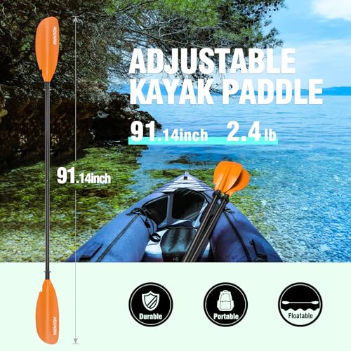 Aluminum Shaft Reinforced Fiberglass Blade Adjustable Kayak Paddle 231cm N3289