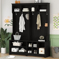 White Wooden 60 Inch Hall Tree with Storage Bench K9135