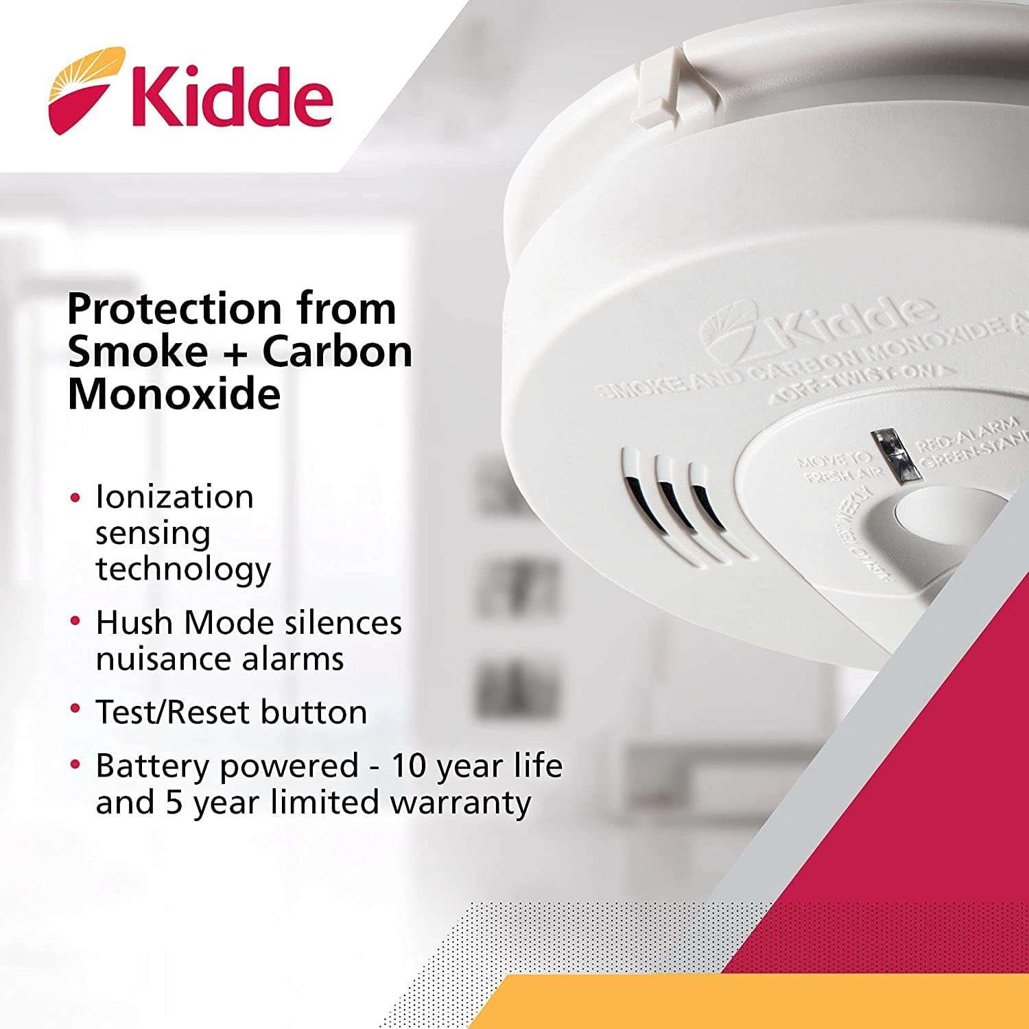 Battery Powered Smoke & Carbon Monoxide Detector, Voice Alert, Pack of 2 X86532