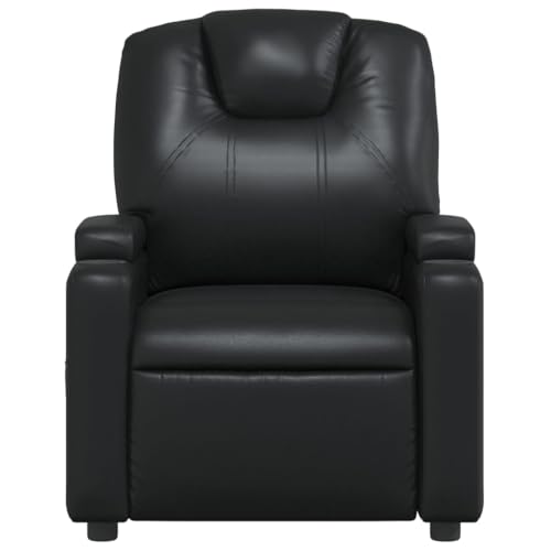 Black Faux Leather Massage Recliner Chair with 6Point Vibration W9595