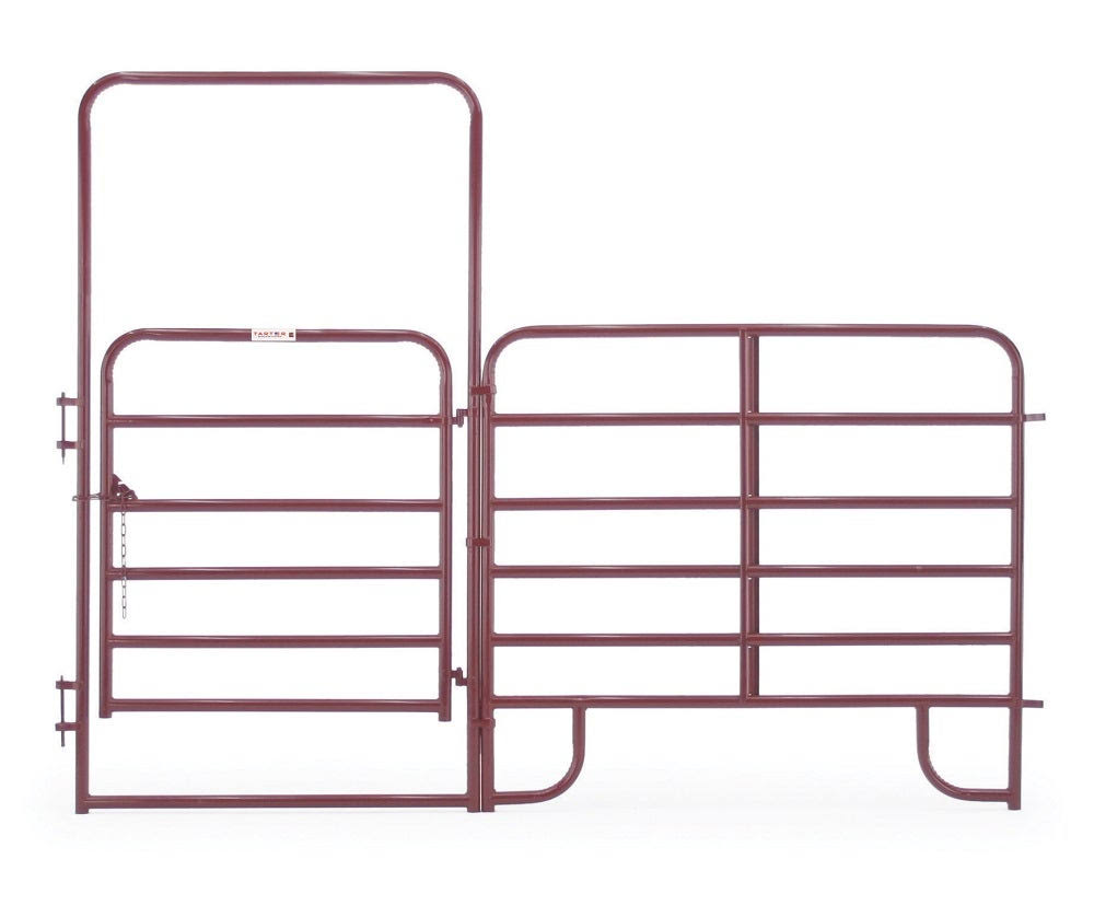 6 x 4 ft. 6-Bar Economy Corral Walk-Thru Panel, Red F617445
