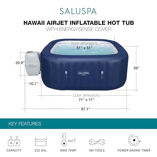 Blue Inflatable Hot Tub with 140 AirJets and EnergySense Cover J729