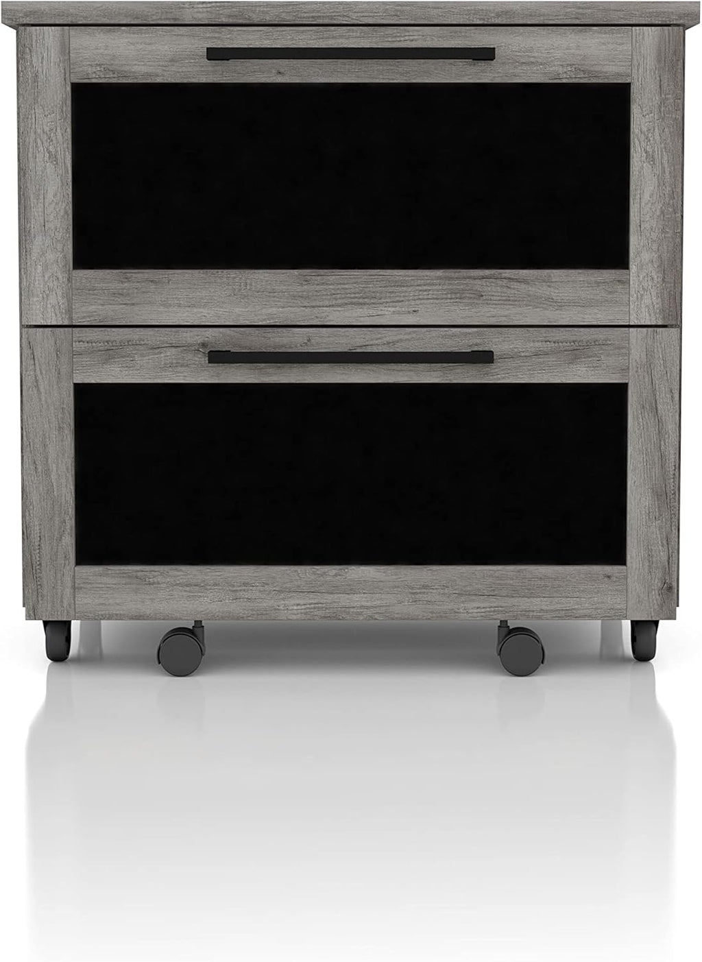 Vintage Grey Oak 2-Drawer File Cabinet MDF Paperboard Mobile G60895