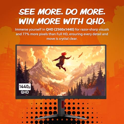 32" Curved Frameless Gaming Monitor 2K QHD 1500R VA 180Hz 0.5ms K6514