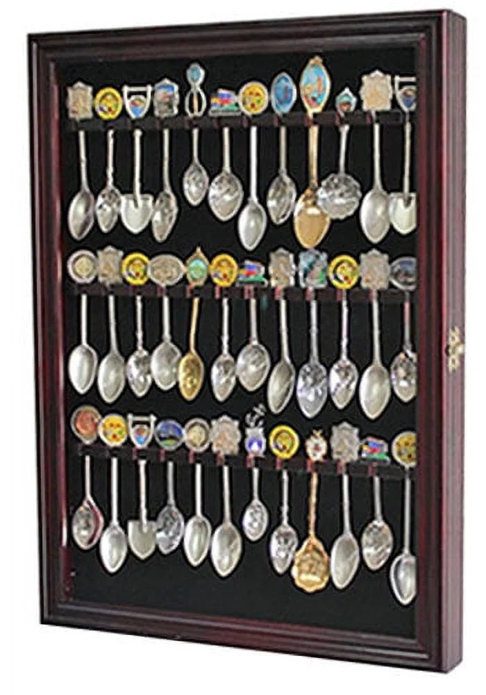 Dark Cherry Spoon Display Case Cabinet with Glass Door U9039