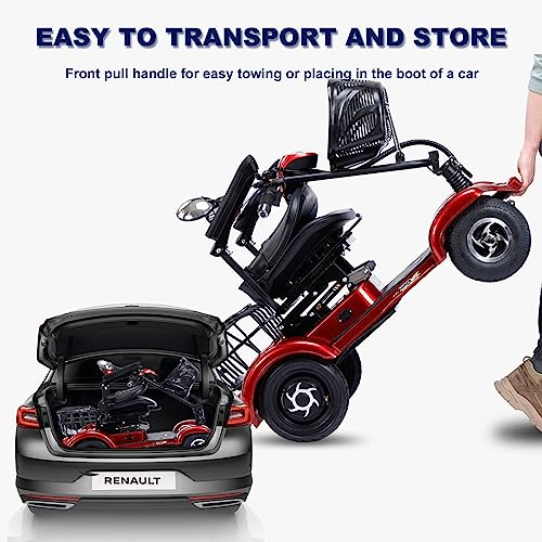 Red Folding Mobility Scooter with Lights W49196