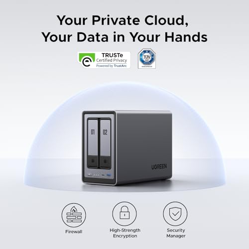 2-Bay Desktop NAS with Intel N100 Quad-core CPU 8GB DDR5 RAM 2.5GbE 2 M.2 NVMe Slots 4K HDMI N358