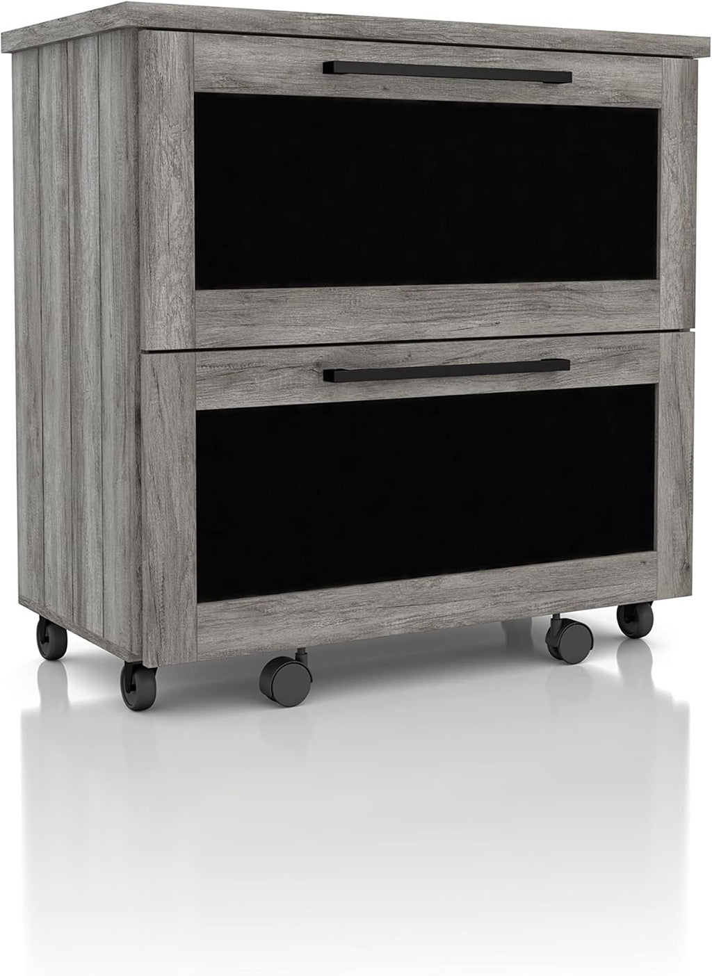 Vintage Grey Oak 2-Drawer File Cabinet MDF Paperboard Mobile G60895