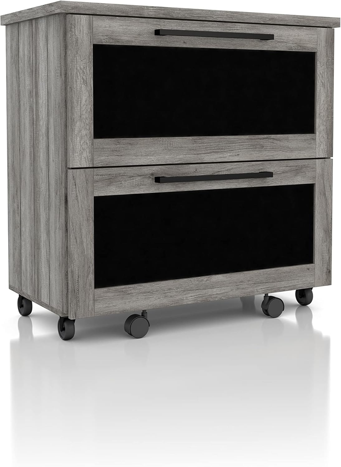Vintage Grey Oak 2-Drawer File Cabinet MDF Paperboard Mobile G60895