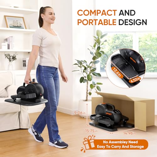 Under Desk Elliptical Machine, Electric Ellipse Leg Exerciser, Seated Pedal Exerciser J66278