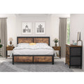 4-Piece Bedroom Set with Queen Size Platform Bed Frame & 5-Drawer Dresser & Two Nightstands, Brown L2401