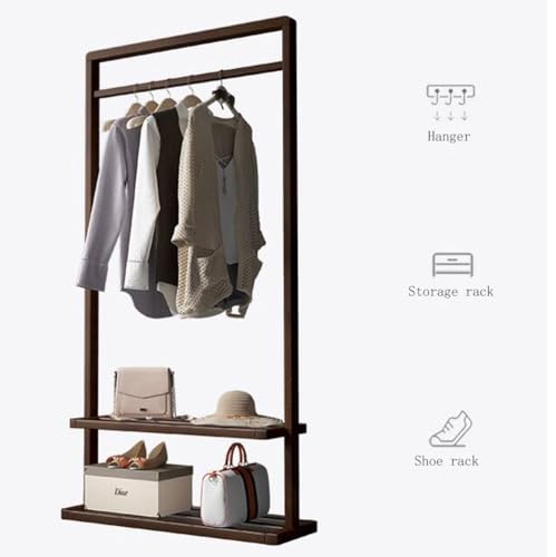 Solid Wood Coat Stand with Storage Shelves N429