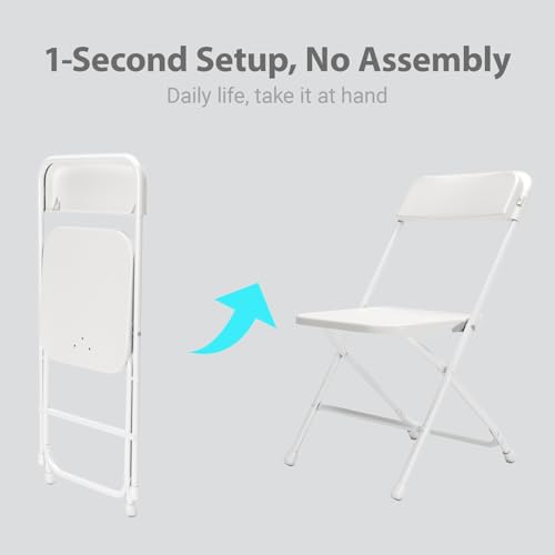 White Plastic Folding Chair with Steel Frame H11483