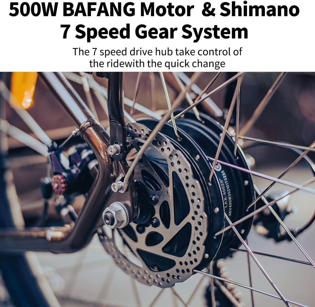 500W 28" Electric Bike with 48V 12.8AH Lithium Battery and Shimano 7 Speed T920301