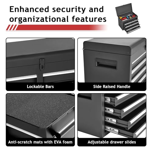 Black 5-Drawer Rolling Metal Tool Chest Q132
