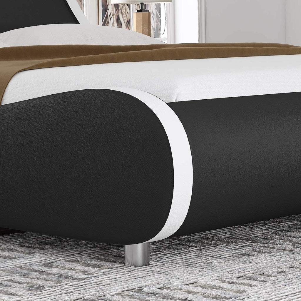 Black Queen Size Faux Leather Platform Bed Frame G51894