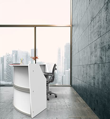 Curved Modern Office Desk, 124" x 49", Mocha N283855