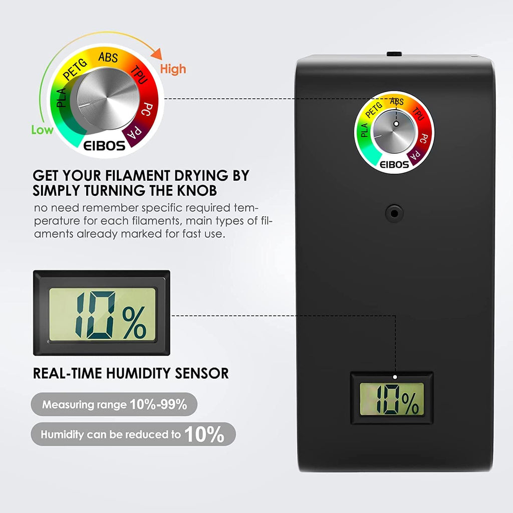 3D Printer Filament Dryer with Fan, Adjustable Temperature, Humidity Control & Spool Holder T8875