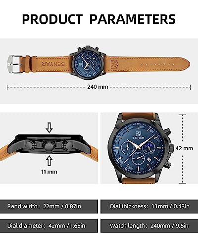 Mens Watch Analog Quartz Chronograph Waterproof Luminous Date Stainless Steel Bracelet O520626