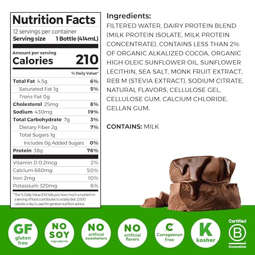 11 Fl Oz Pack of 12 Chocolate Fudge Protein Shake W53564