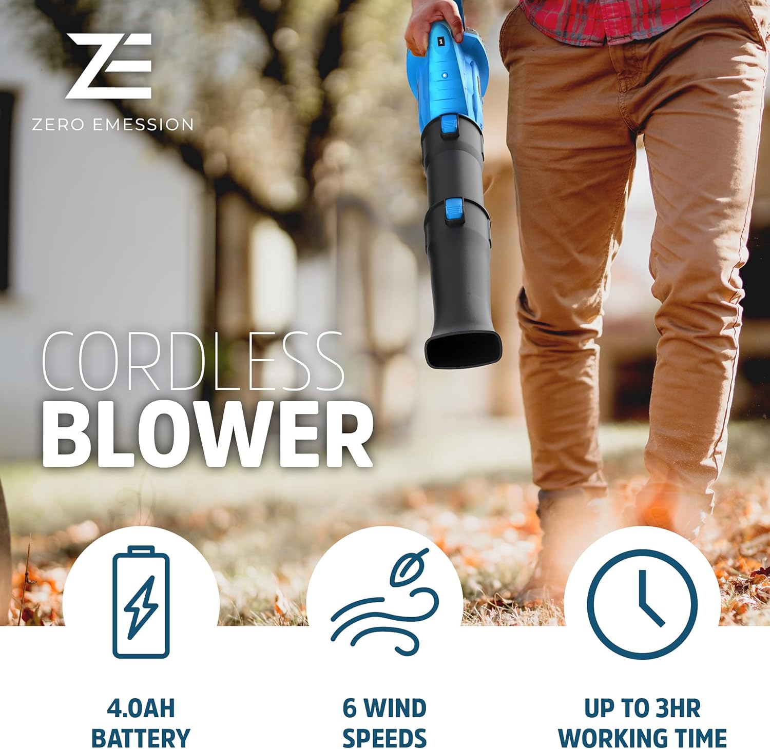 320 CFM 150 MPH Cordless Leaf Blower with 21V 4.0Ah Battery & Charger Y5360