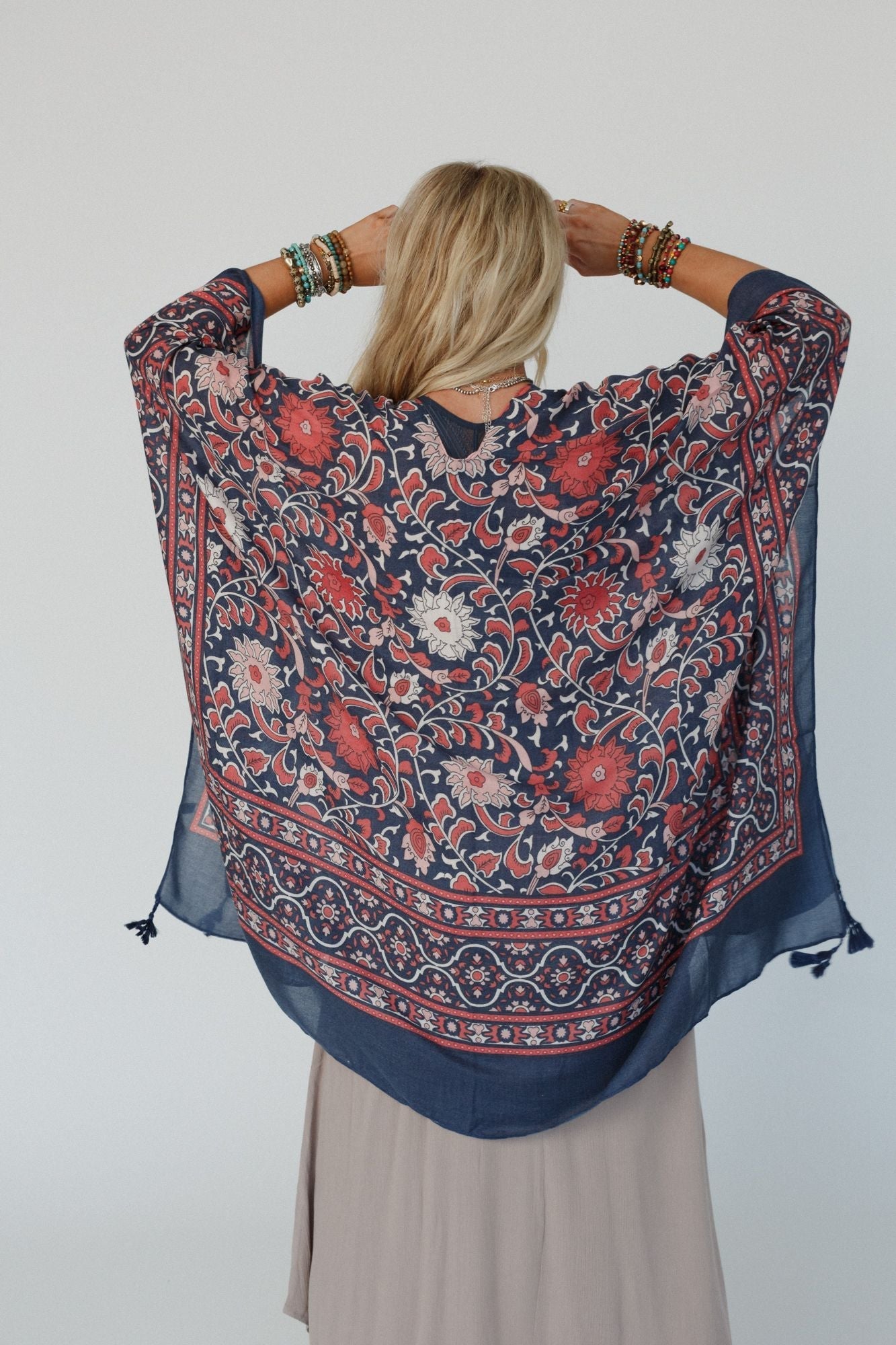 Moroccan Beauty Tassel Kimono - Blue