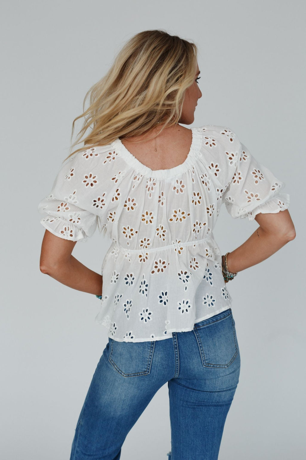 Let Love Embroidered Top - White