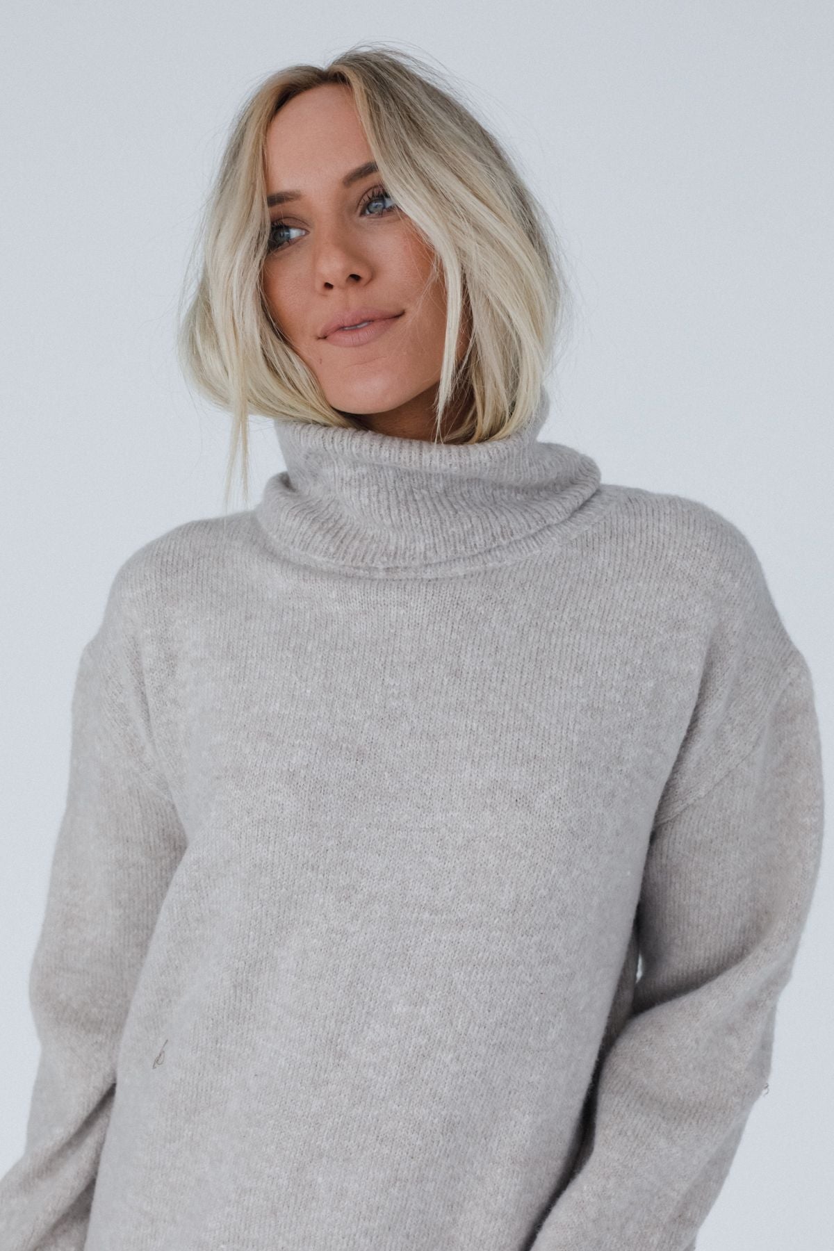 Rustic Grace Sweater Dress - Oatmeal