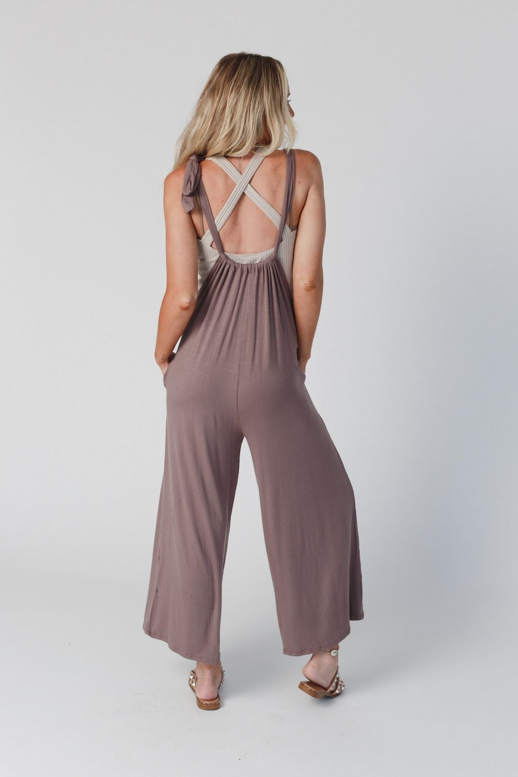 The Nest Forever Relaxed Gathered Jumpsuit - Mocha