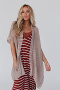Marie Lace Trim Kimono - Mocha