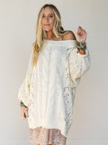Golden Hour Bubble Sleeve Sweater Dress - Ivory