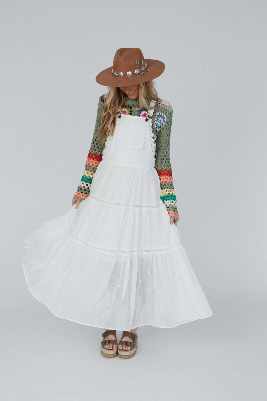 Green Paths Overall Dress - Off White
