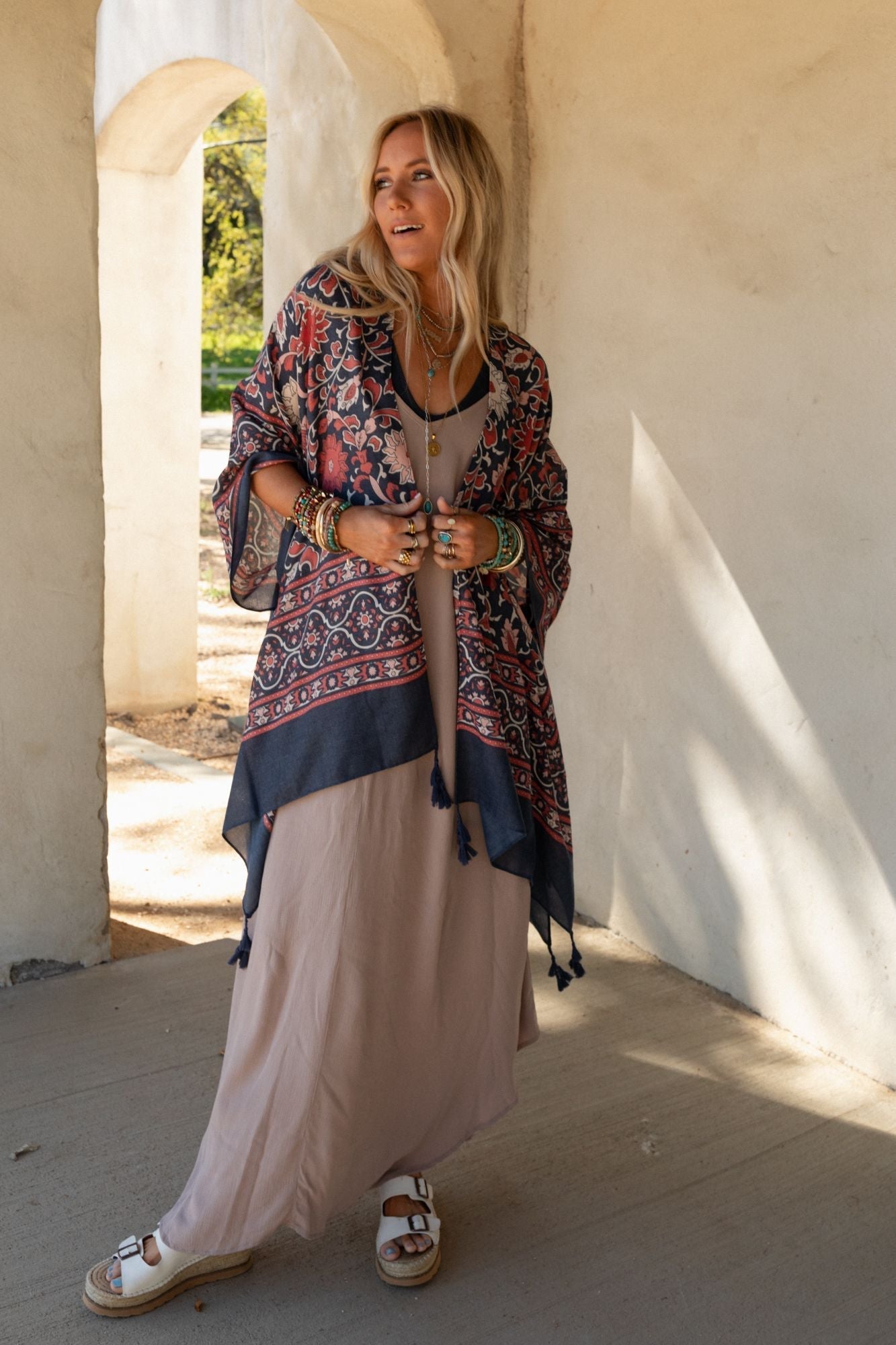 Moroccan Beauty Tassel Kimono - Blue