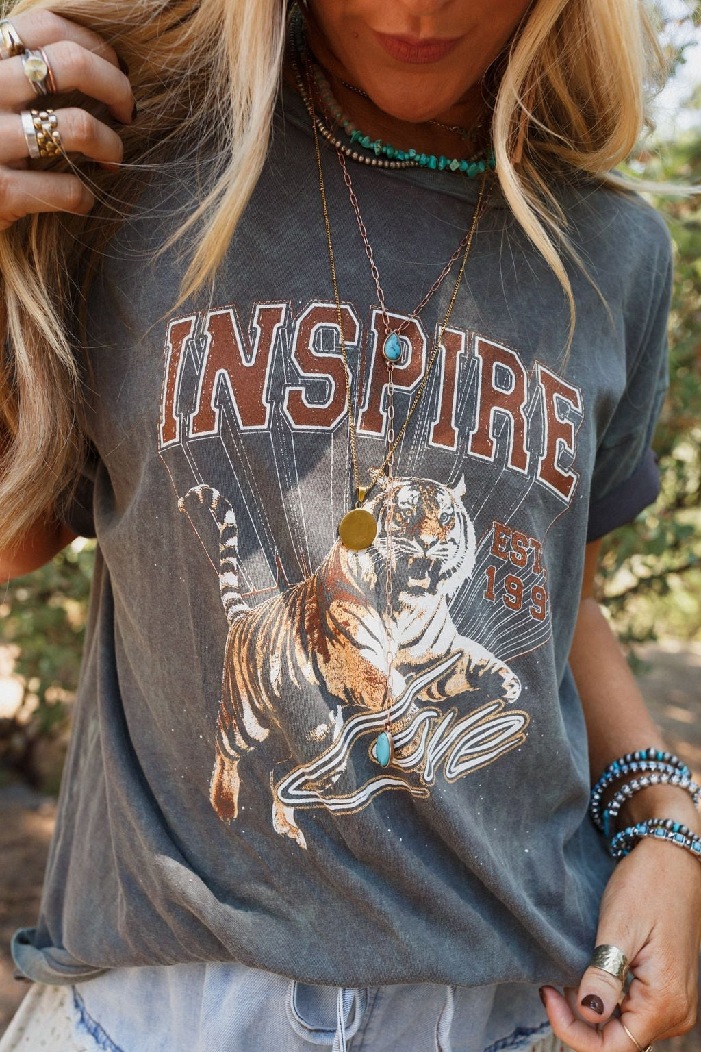 Inspired Tiger Graphic Tee - Iron