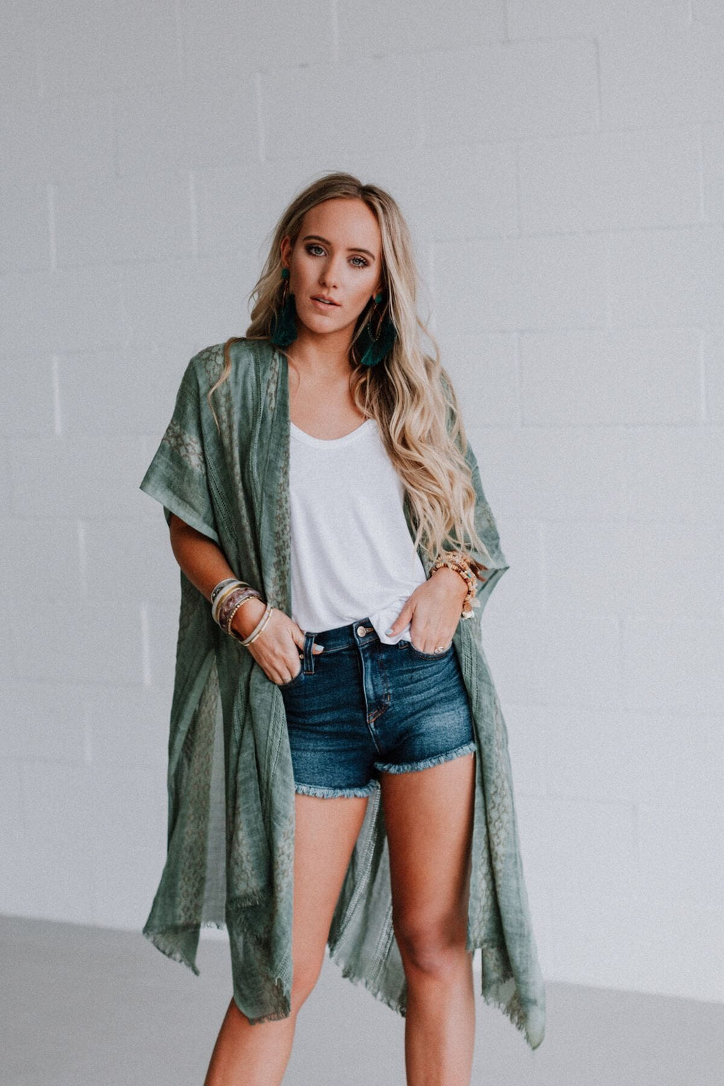 Sunny Afternoon Duster Kimono - Sage
