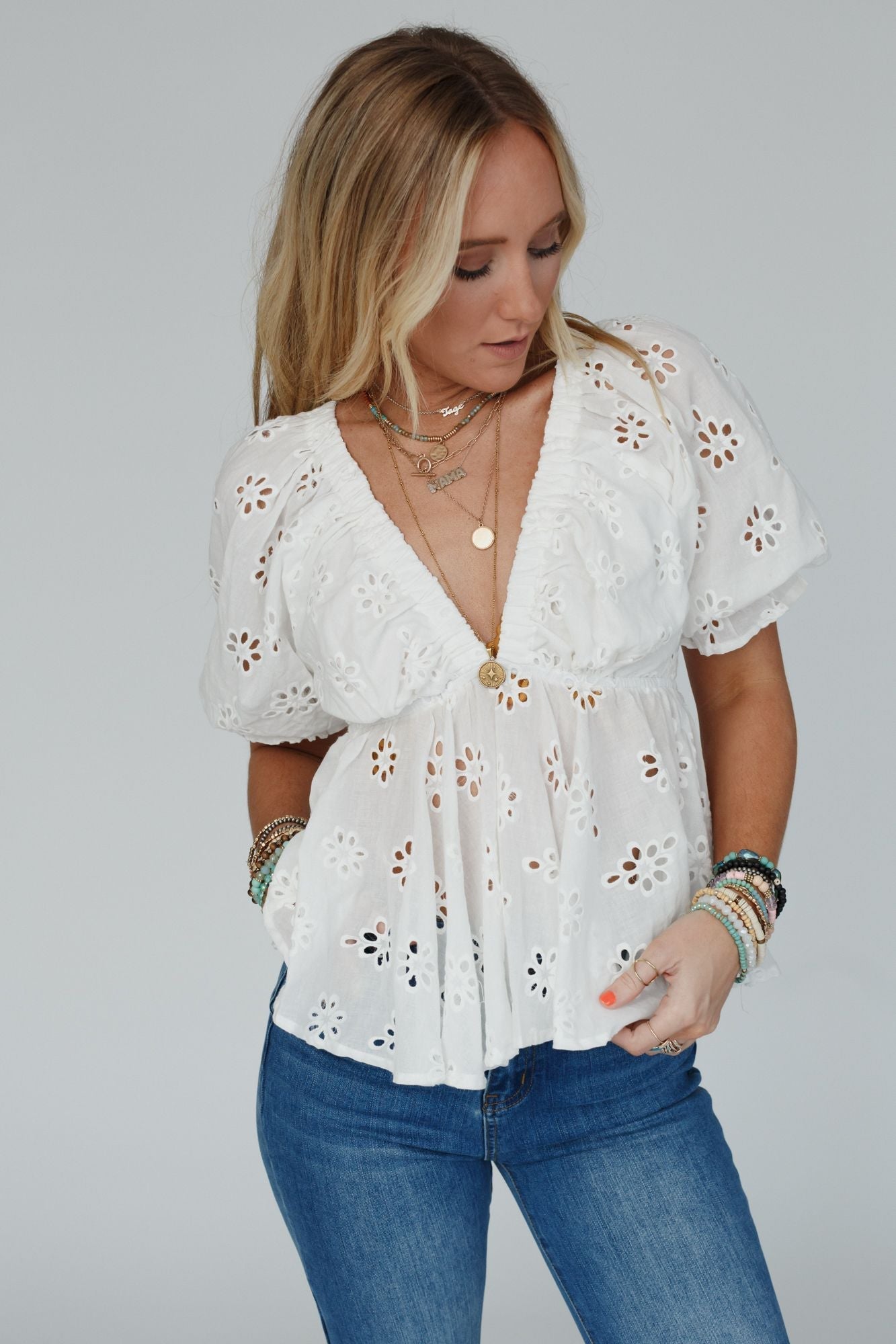 Let Love Embroidered Top - White