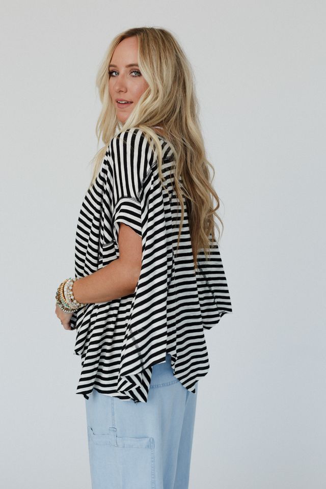 French Riviera Striped Top - Black