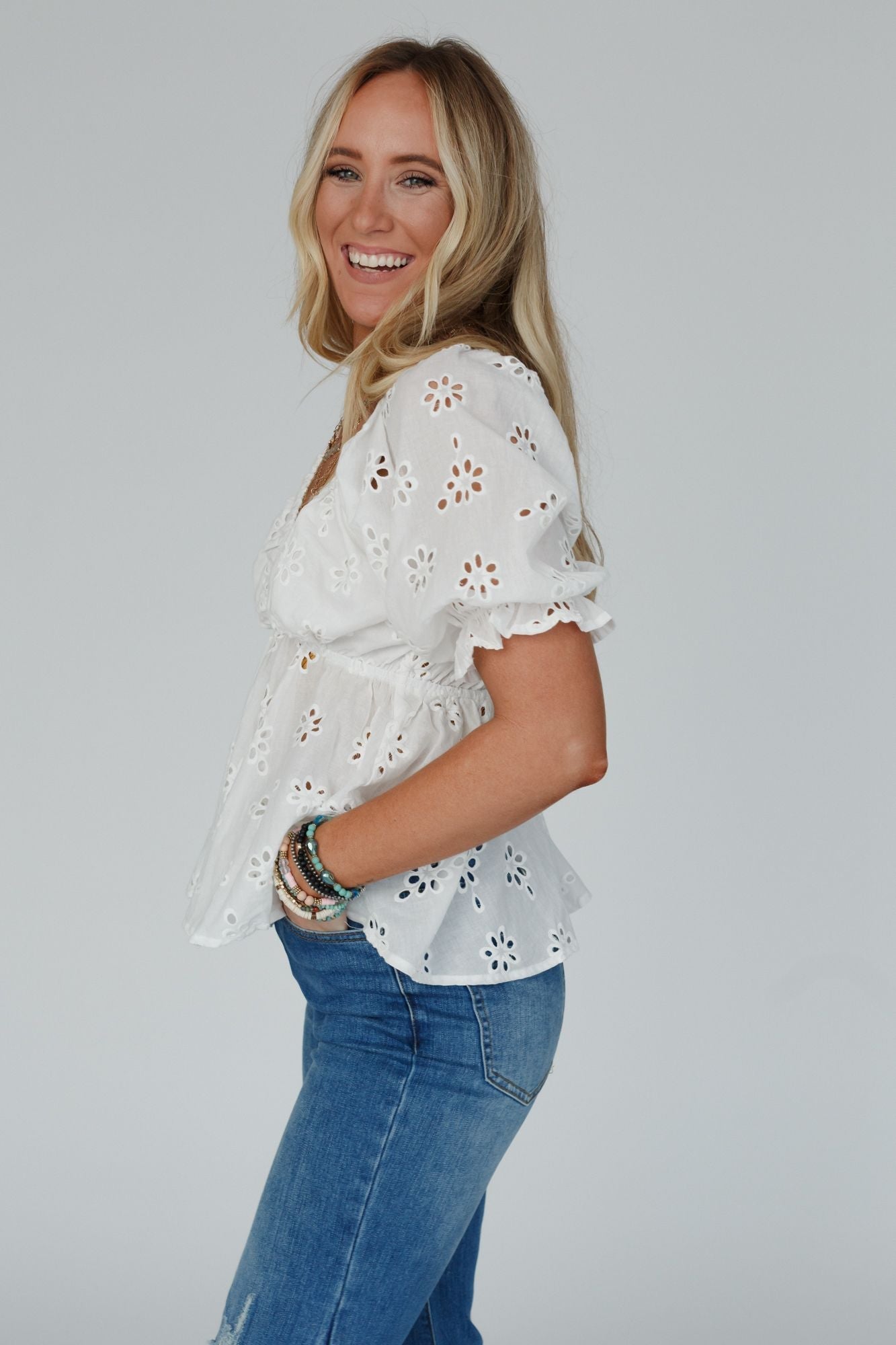 Let Love Embroidered Top - White