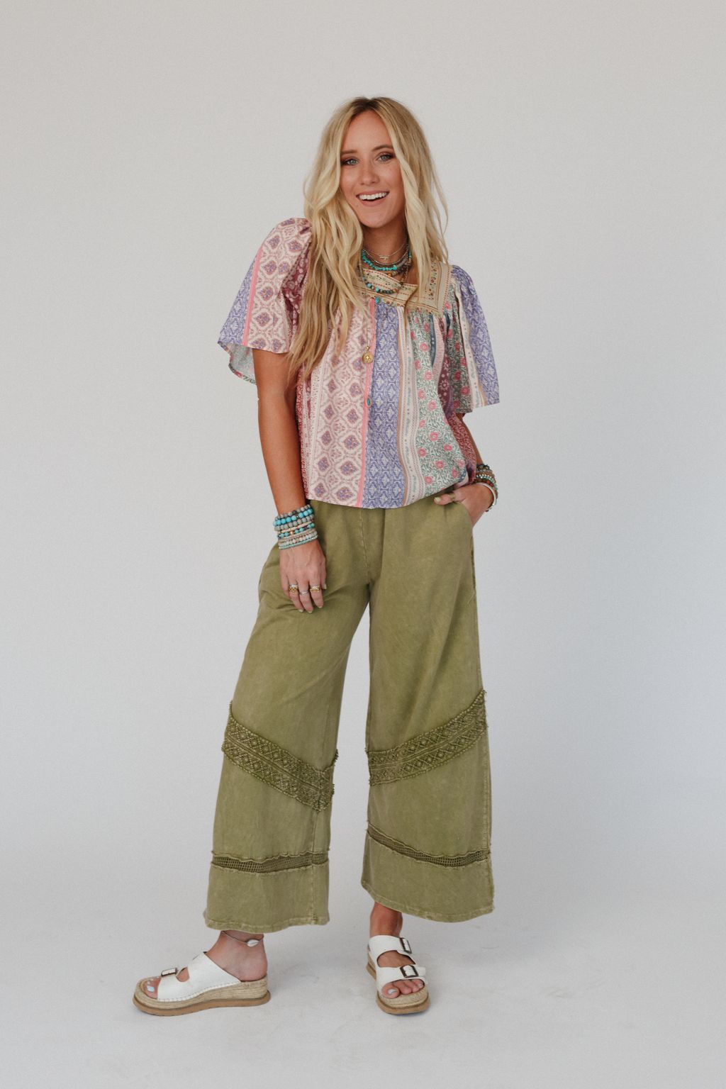 Any Day Wide Leg Pants - Green