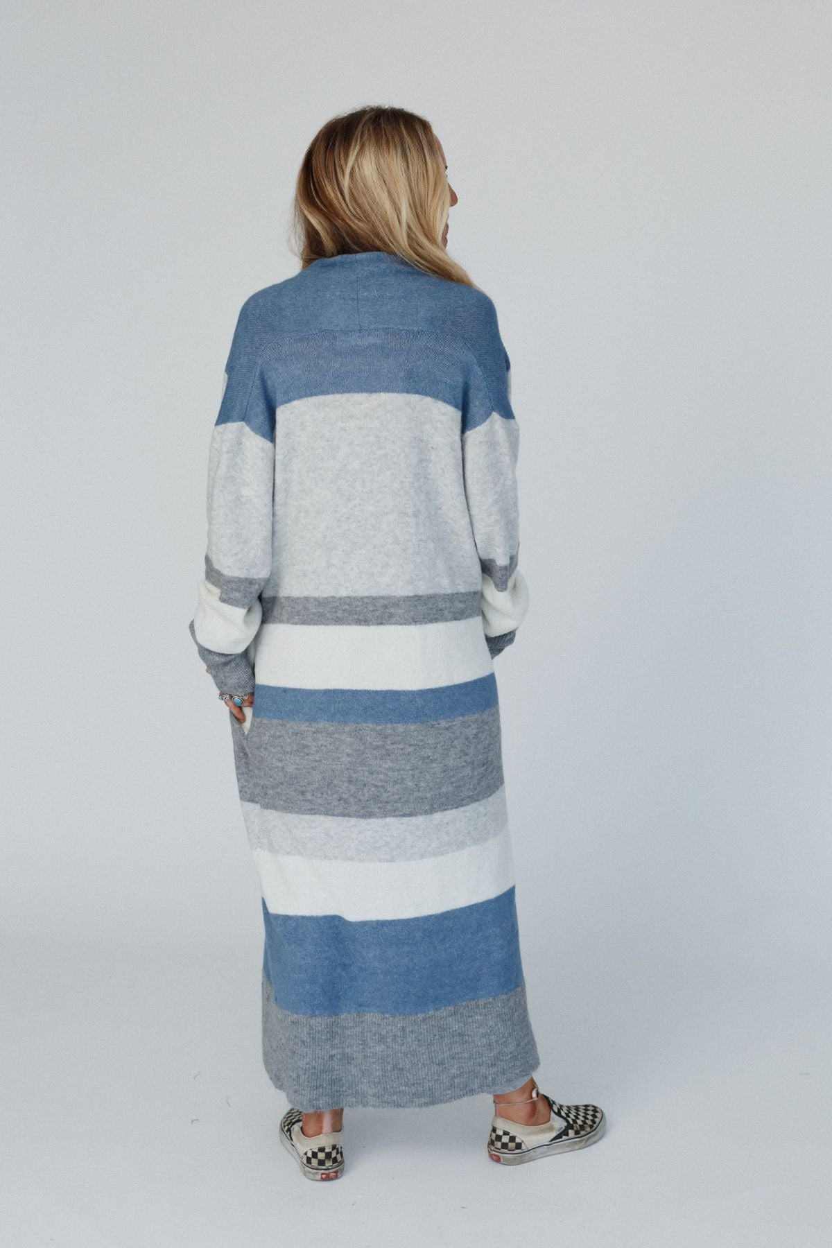 The Nest So Cozy Oversized Striped Knit Duster - Blue Multi
