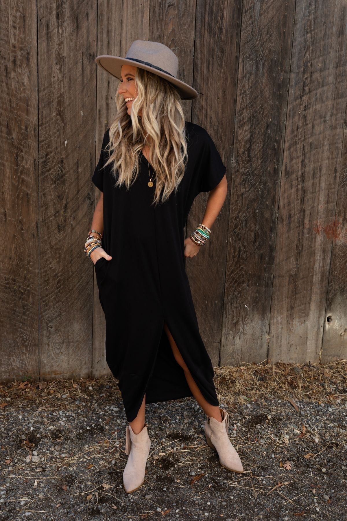 The Nest First Pick Hooded Slit Dress - Black