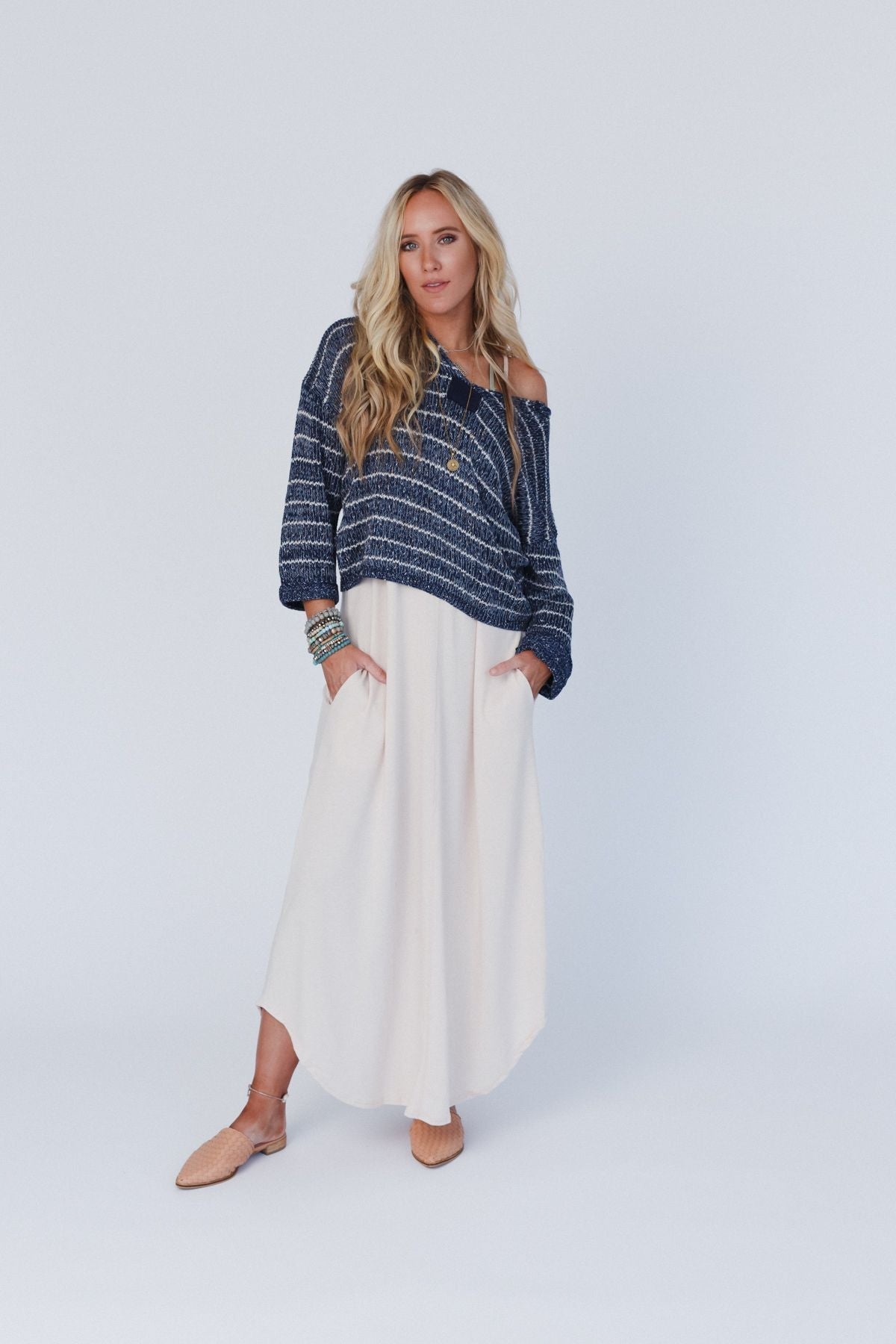 The Nest Perfect Round Hem Bralette Maxi Dress - Coconut