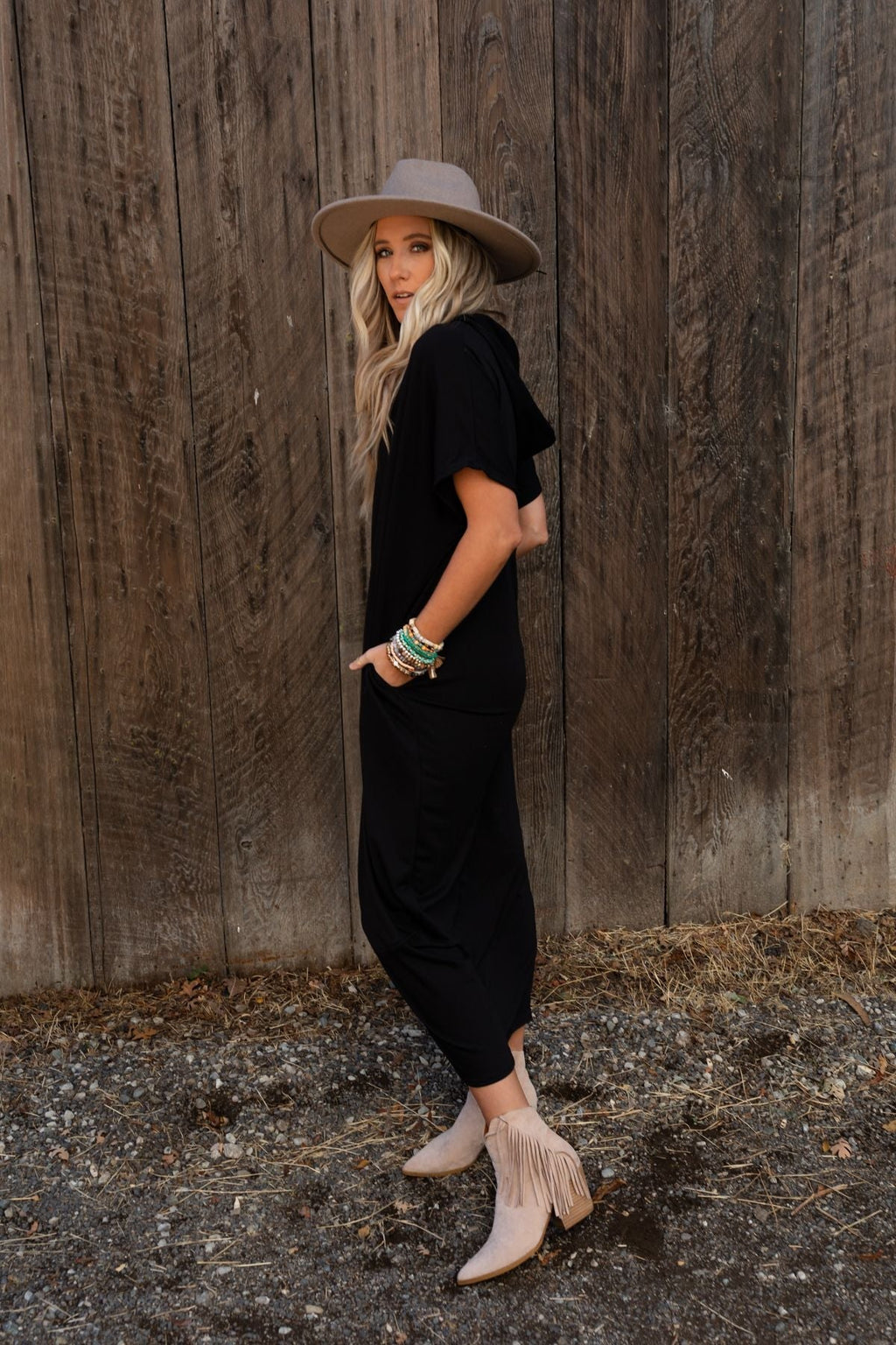 The Nest First Pick Hooded Slit Dress - Black