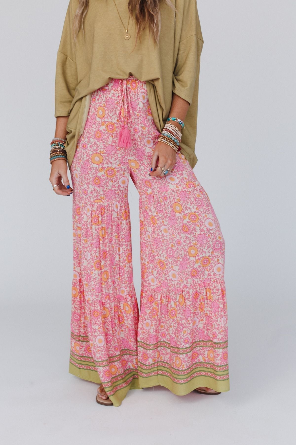 Kimmie Wide Leg Palazzo Pant - Coral