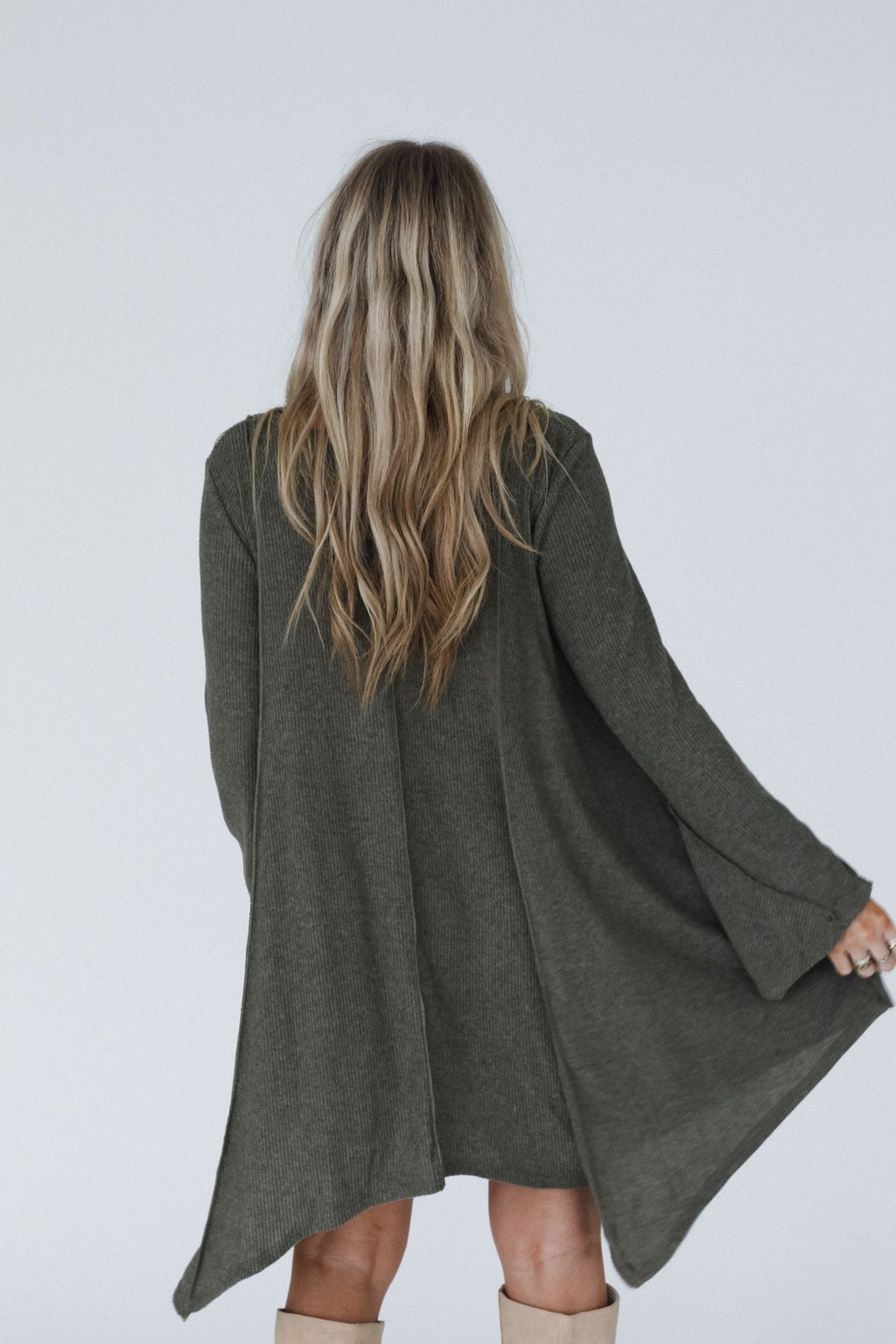 The Nest Golden Hour Long Bell Sleeve Tunic Dress - Olive